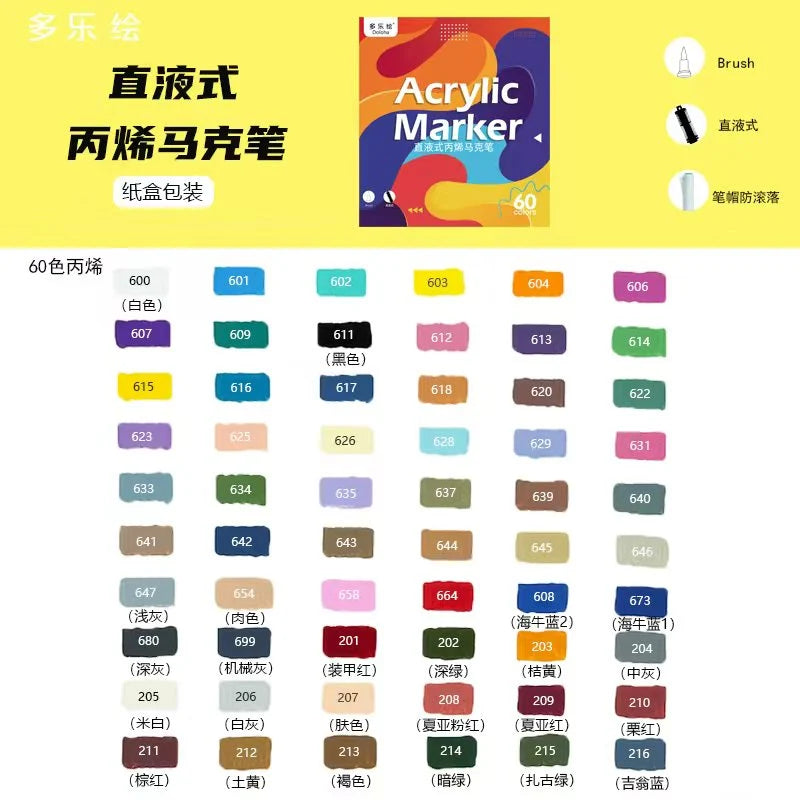 Doloha Standard Acrylic Marker Set (60 Colors)