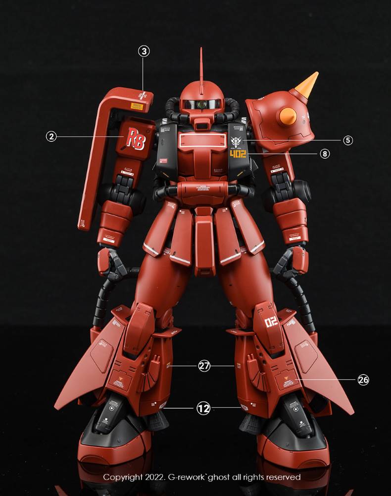 G-REWORK Decal MG MS-06R-2 Zaku II Johnny Ridden Custom Water Decal ...