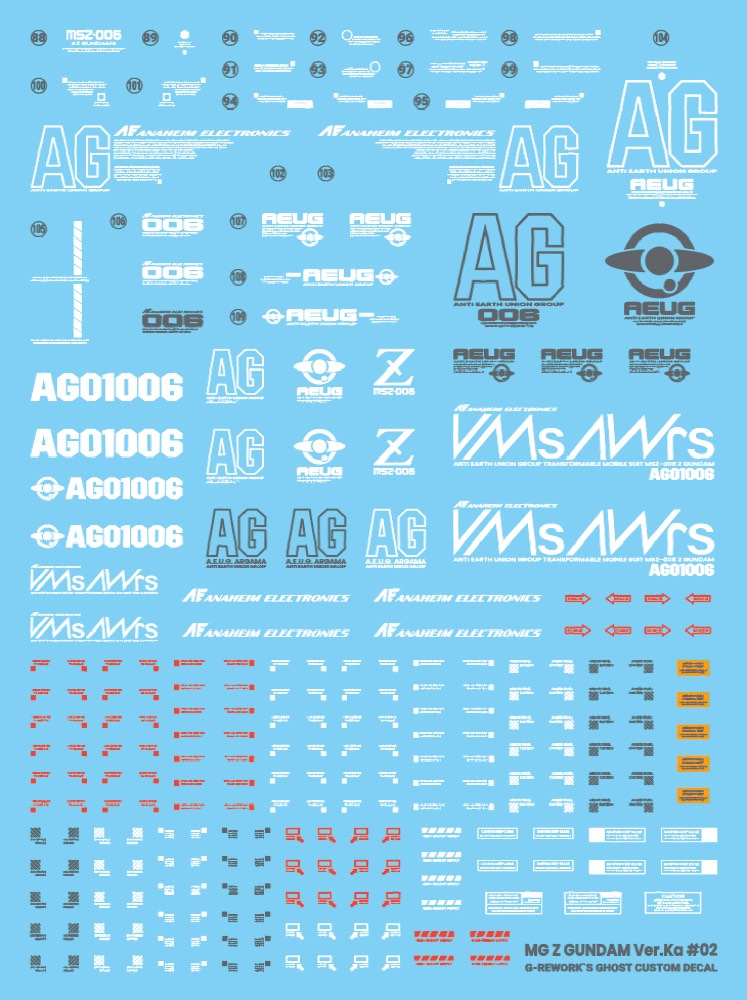 G-REWORK Decal MG Zeta Gundam Ver.Ka Water Decal – Gundam Planet