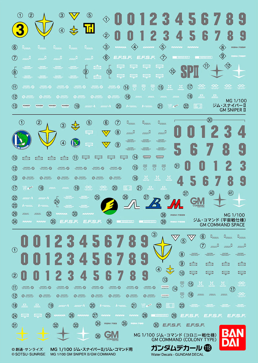 GD-118 MG GM Command / GM Sniper II Decal – GUNDAM PLANET