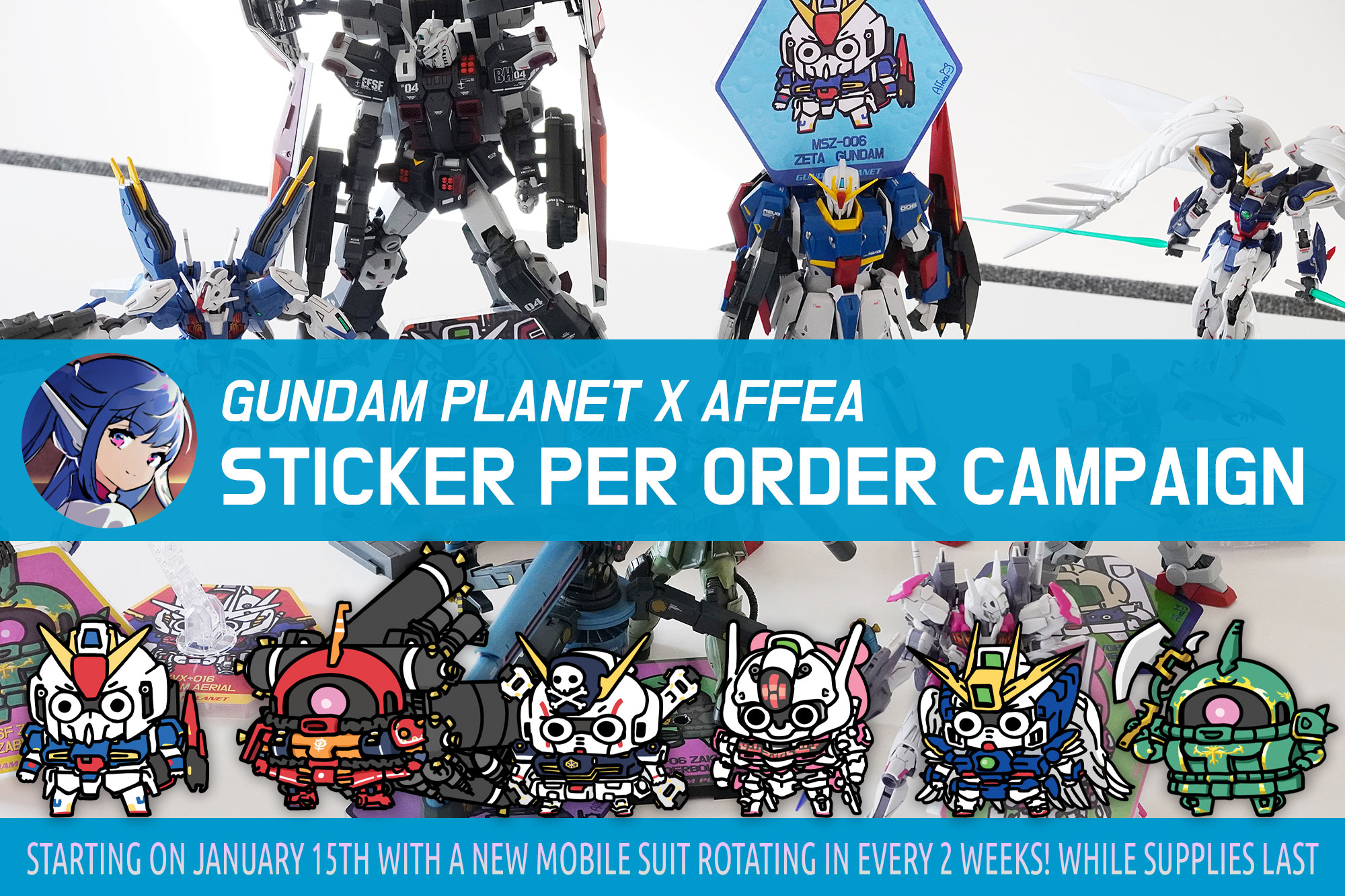 [UPDATED 4/17/2024] 2024 Gundam Planet x Affea Sticker per Order Campaign