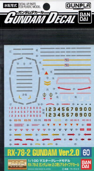 GD-60 MG RX-78-2 Gundam Ver 2.0 Real Type Decal