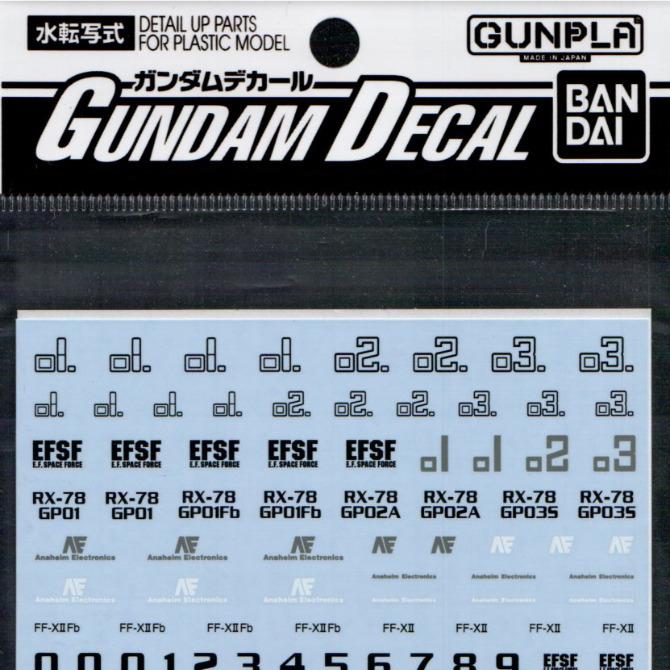 GD-30 HGUC 0083 EFSF Mobile Suit Decal